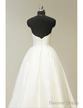 Sweetheart Tea Length Ivory Satin Vintage Wedding Dress